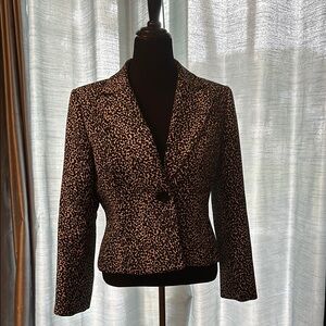 Liz Claiborne Black and Brown Animal Print Blazer